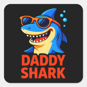 Sticker Carré Daddy Shark Fêtes des pères cadeaux