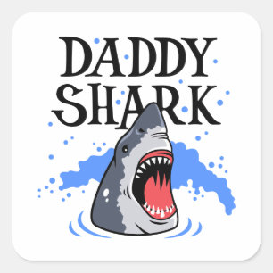 Sticker Carré Daddy Shark - Grand Blanc
