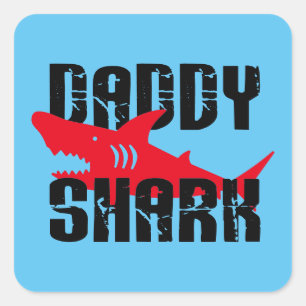 Sticker Carré Daddy Shark Worn Graphic
