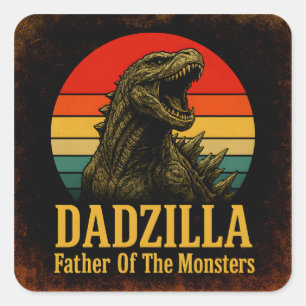Sticker Carré Dadzilla Père De La Fête des pères Des Monstres