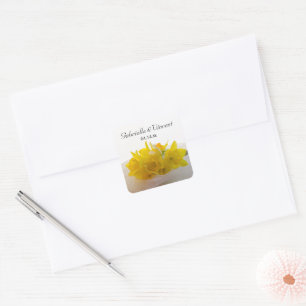 Sticker Carré Daffodiles jaunes sur le mariage du printemps blan
