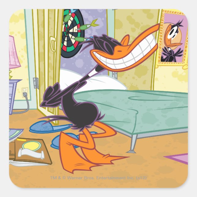 Sticker Carré DAFFY DUCK™ Big Smile (Devant)