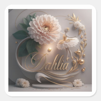 Sticker Carré  Dahlia Ballet Bloom Floral Art Design