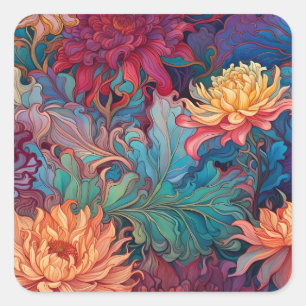 Sticker Carré Dahlia Tapisserie florale