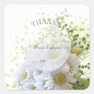 Sticker Carré Daisées en Amour - Bouquet Mariage modifiable