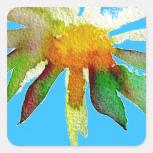 Sticker Carré Daisy Blue Fleur d'Art Moderne