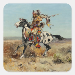 Sticker Carré « Dakota Chief » par Charles M. Russell
