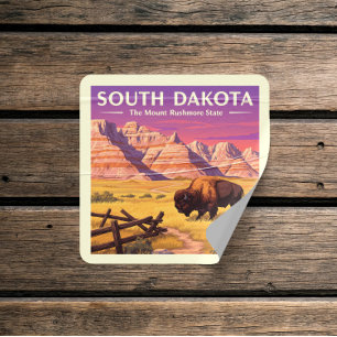 Sticker Carré Dakota du Sud vintage