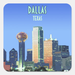 Sticker Carré Dallas Downtown Texas Vintage