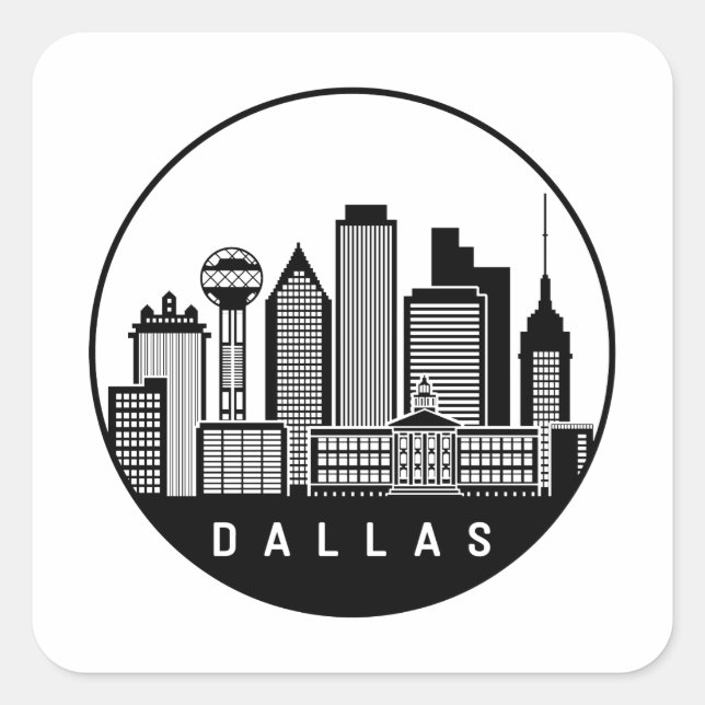 Sticker Carré Dallas Texas Skyline (Devant)