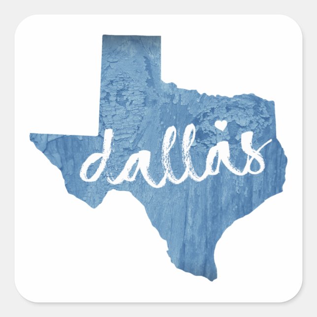 Sticker Carré Dallas, Texas Wood Grain (Devant)