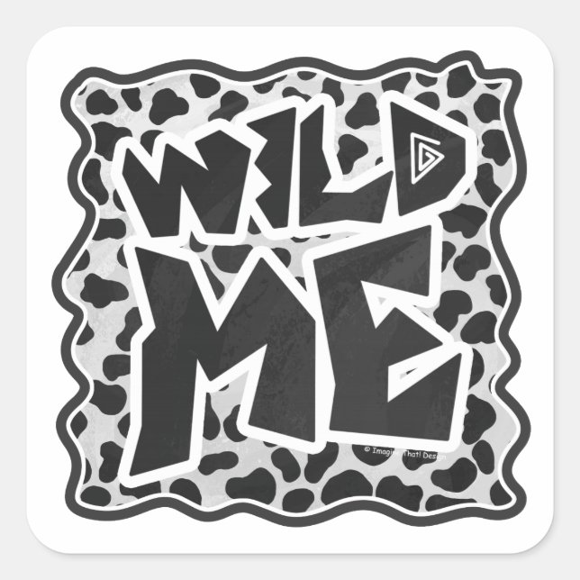 Sticker Carré Dalmatie noir et blanc avec moi sauvage (Devant)