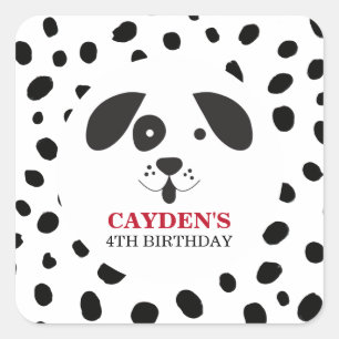 Sticker Carré Dalmatien Tache Noire Anniversaire Chien