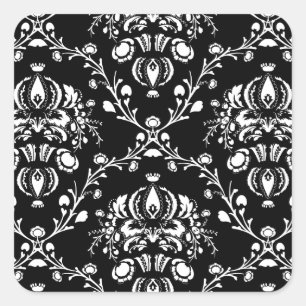 Sticker Carré Damas noir et blanc