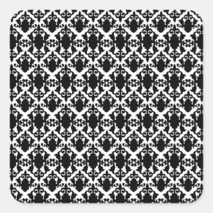 Sticker Carré Damas noir et blanc classique