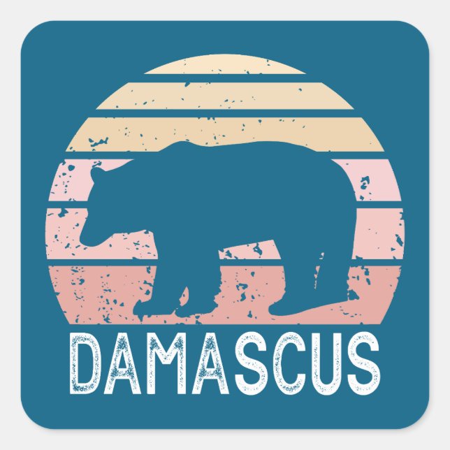 Sticker Carré Damas Virginia Retro Bear (Devant)