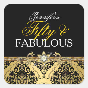 Sticker Carré Damask d'Or Élégant Cinquante et Fabuleux 2