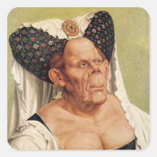 Sticker Carré Dame âgée grotesque, probablement princesse