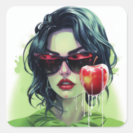 Sticker Carré Dame de pomme jucifiée
