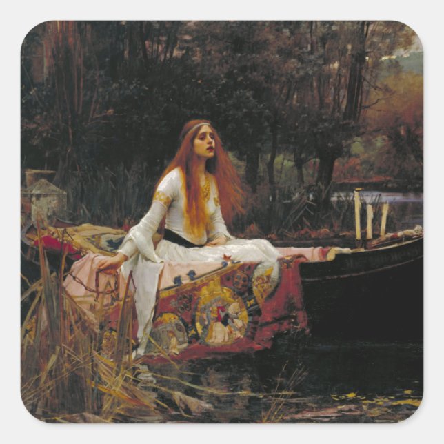 Sticker Carré Dame de Shallot par John William Waterhouse (Devant)