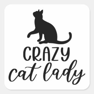 Sticker Carré Dame du Crazy Cat