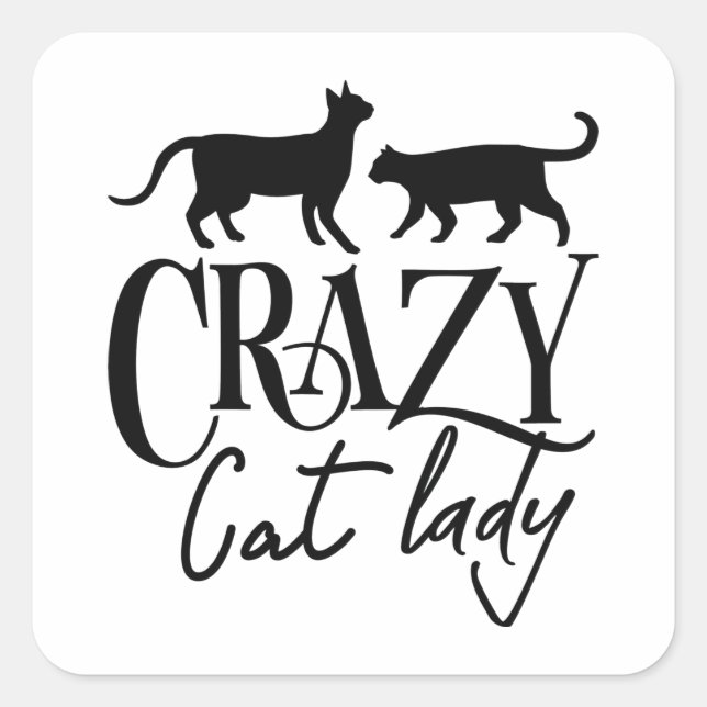 Sticker Carré Dame du Crazy Cat (Devant)