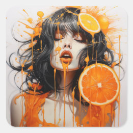 Sticker Carré Dame orange jucifiée