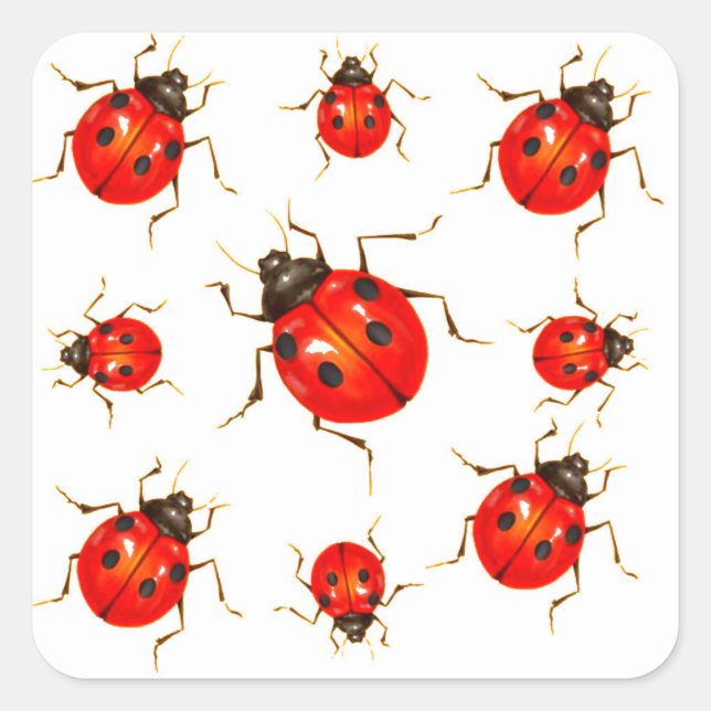 STICKER CARRÉ DAME ROUGE DÉCORATIVE BUG GIFTS (Devant)
