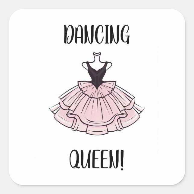 Sticker Carré Dancing Queen rose et noir Ballet Dance robe (Devant)