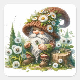 Sticker Carré Dandelion Floral Gnome