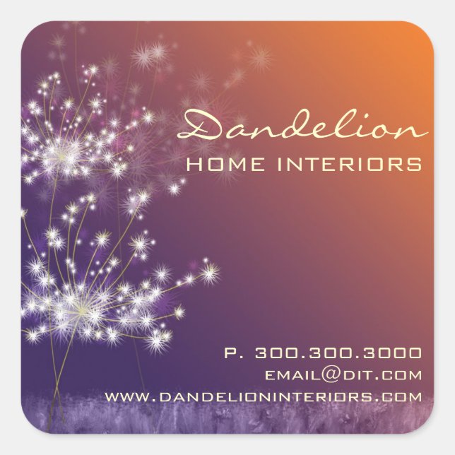 Sticker Carré Dandelions Publicité d'entreprise intérieure (Devant)