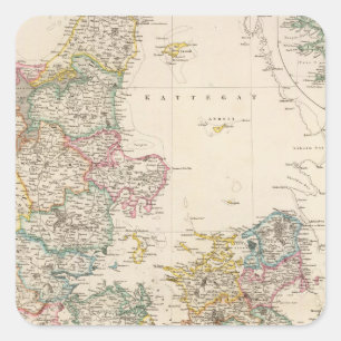 Sticker Carré Danemark avec carte de l'Islande