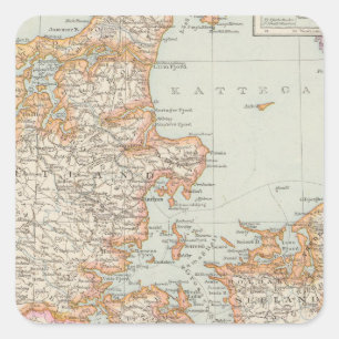 Sticker Carré Danemark - carte du Danemark