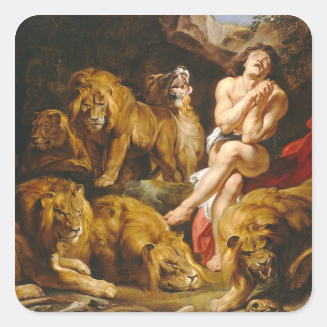 Sticker Carré Daniel In The Lions Den Par Peter Paul Rubens (Devant)
