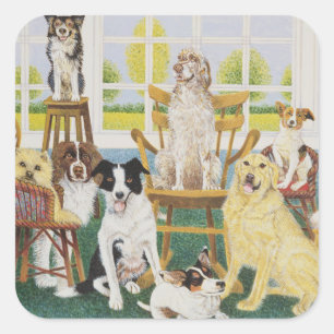 Sticker Carré Dans la maison des chiens