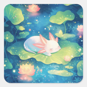 Sticker Carré Dans l'Axolotl Flower Pond Sweet Escape