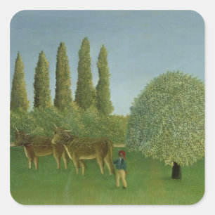 Sticker Carré Dans les champs, 1910