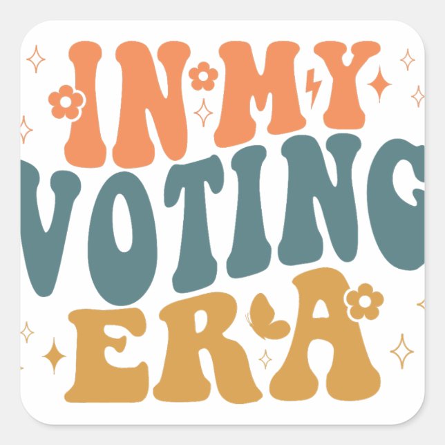 Sticker Carré Dans Mon Ère De Vote Retro Wavy (Devant)