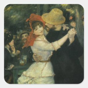 Sticker Carré Danse à Bougival par Pierre Renoir, Art ancien