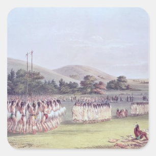Sticker Carré Danse Choctaw Ball-Play, 1834-35