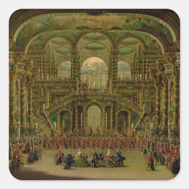 Sticker Carré Danse dans le palais baroque Rococo (Devant)