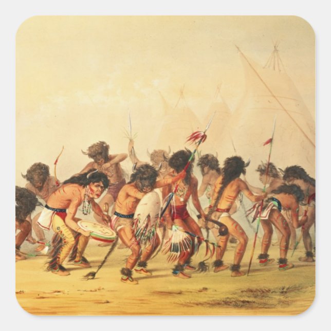Sticker Carré Danse de Buffalo, c.1832 (Devant)