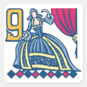 Sticker Carré Danse de neuf dames