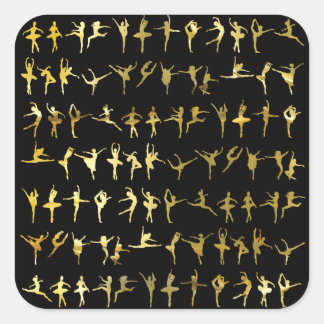 Sticker Carré Danse pose motif (or) - danse, ballet, yoga