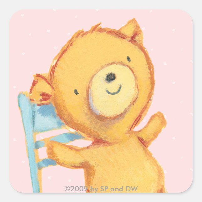 Sticker Carré Danses et jeux jaunes d'ours sur la chaise (Devant)