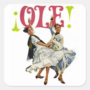 Sticker Carré Danseurs espagnols de flamenco de rétros femmes
