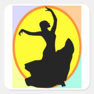 Sticker Carré Danseuse de flamenco Sun Multi