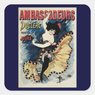 Sticker Carré Danseuse flamenca Art nouveau vintage, Ambassadeur