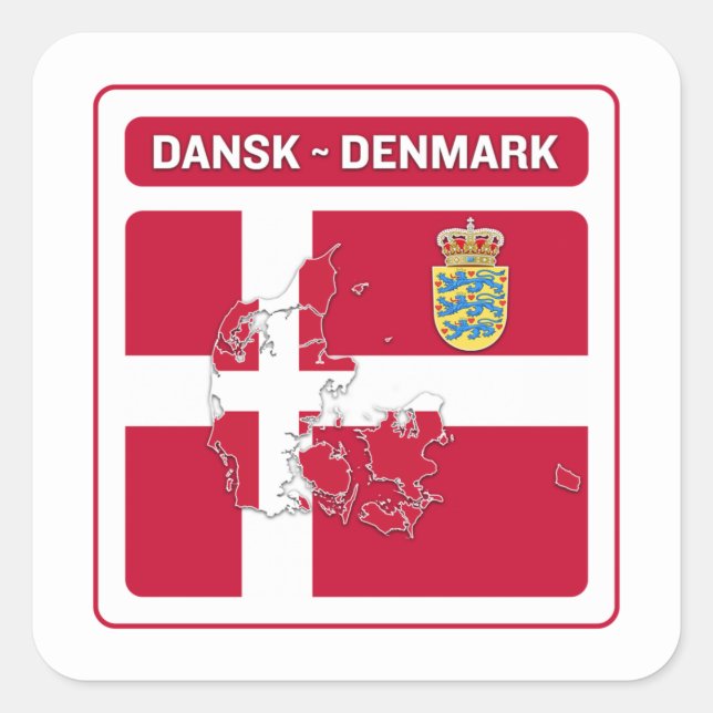 Sticker Carré Dansk Denmark Flag (Devant)