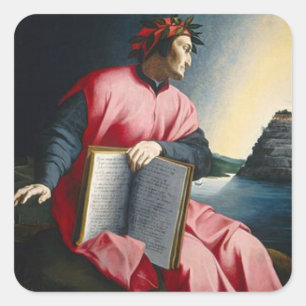 Sticker Carré Dante avec livre - Purgatoire